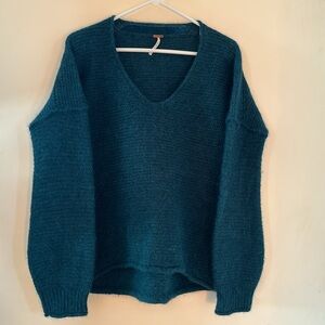 Free People Green V-Neck Sweater